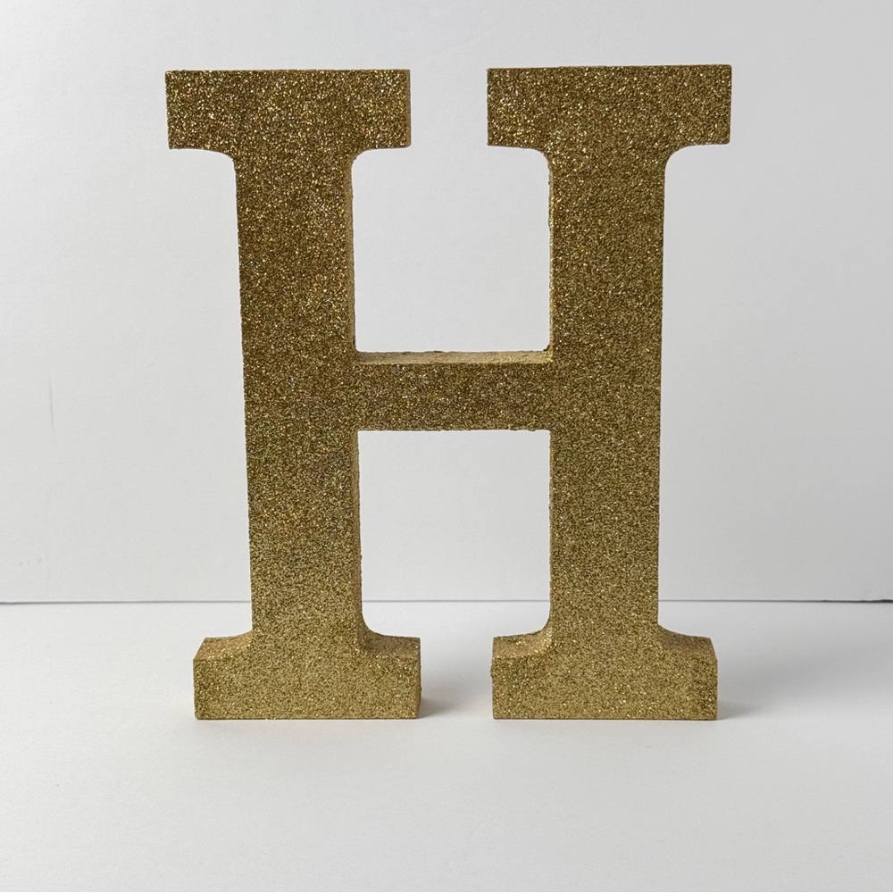 Letter H 9” Gold Glitter Decor